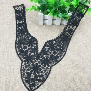 Elegante Womens DIY Black Floral Lace Ausschnitt Kragen Applique Stoff für Kleid